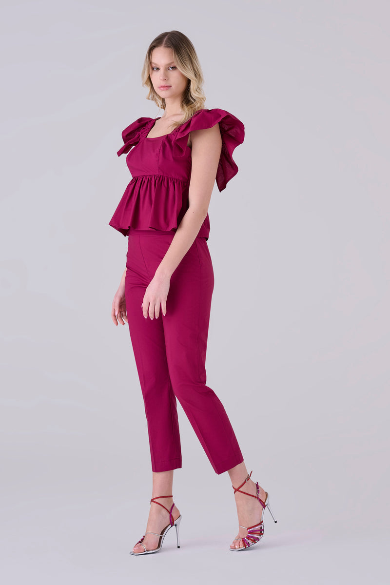 Blusa de algodón con volantes - TOP PELINOX