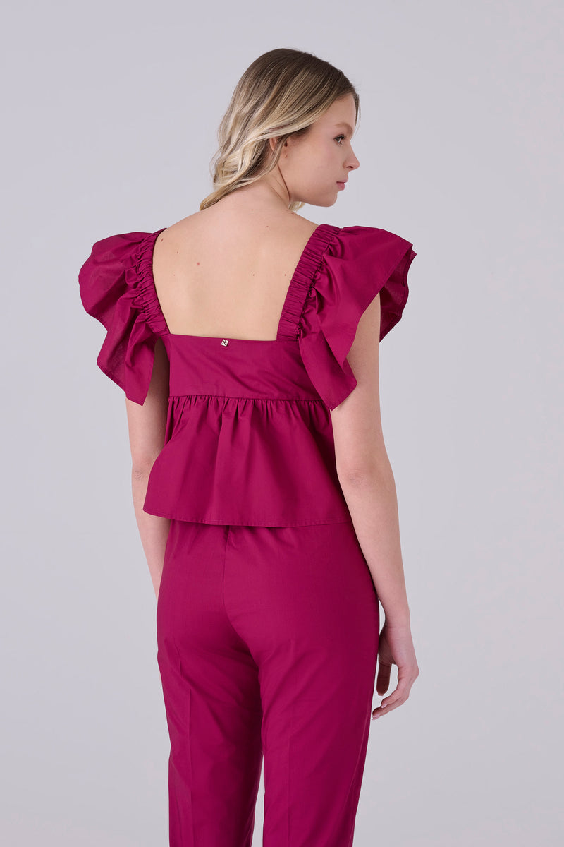 Blusa de algodón con volantes - TOP PELINOX