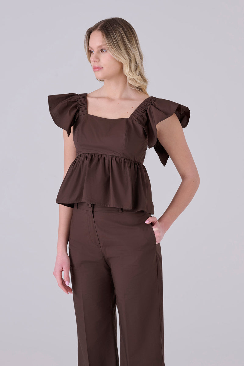Blusa de algodón con volantes - TOP PELINOX