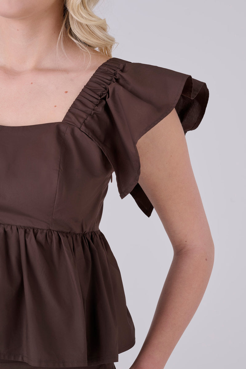 Blusa de algodón con volantes - TOP PELINOX