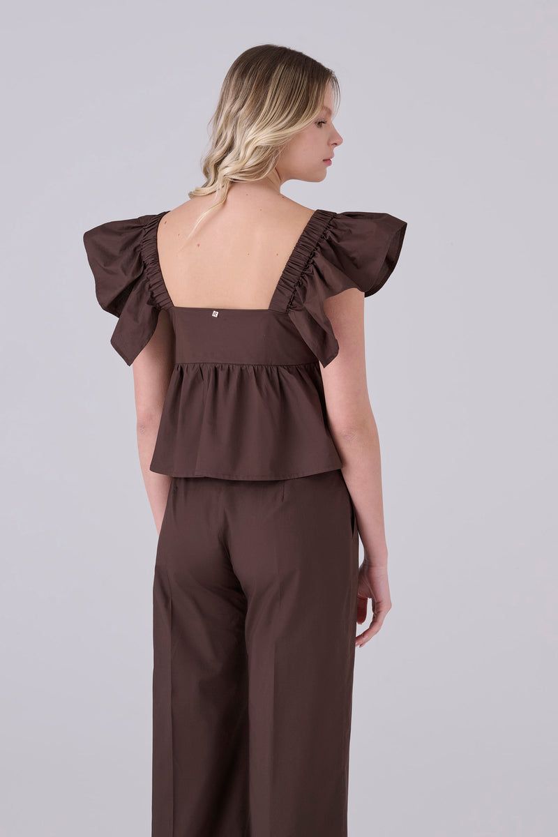 Blusa de algodón con volantes - TOP PELINOX