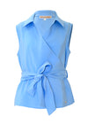 Camicia senza maniche in modal con colletto e cintura - CAMICIA TOMASO