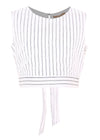 Top crop gessato senza maniche in modal con fiocco - TOP OTILIAN