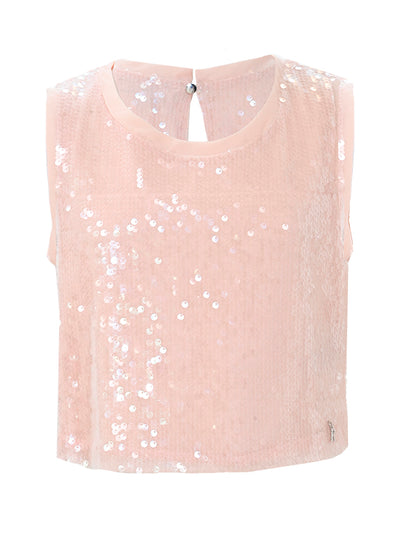 Top smanicato con paillettes e scollo rotondo - TOP VLAD
