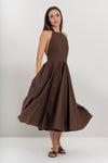 Vestido midi de algodón con escote halter y espalda abierta - Vestido HUAPOXX