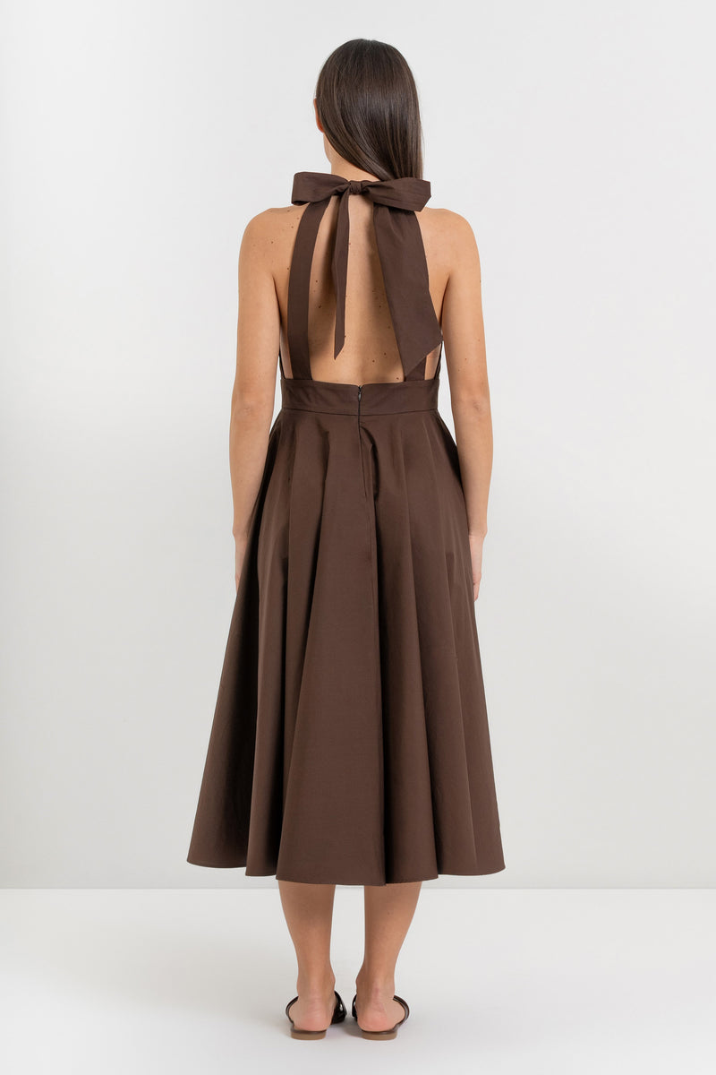 Cotton midi dress with a halter neck and an open back - Dress HUAPOXX |  Kocca