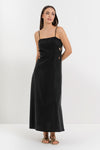 Robe longue en lyocell et lin à col carré et bretelles - Pantalon MOZIX