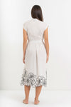Button-front cotton shirt dress with a floral print hem - Dress KIRARIX