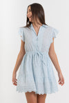 Vestido de algodón calado con volantes y cordón ajustable - Vestido JUSAX