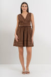 Robe sans manches en coton à col V et broderie anglaise - Short DALMATAX