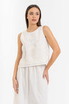 Blusa in puro cotone senza maniche con ricamo floreale - Blusa JOLEX