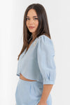 Chemise courte en pur coton avec détails en dentelle - Chemise KEDLONX