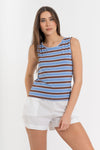 Top smanicato da donna a righe in viscosa con girocollo - Top MIUMIUX