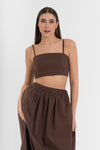 Crop top in pure cotton with thin adjustable straps - Top HUCHIX