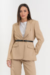 Women's single-breasted blazer with pinstripes and a belt - Shirt HULAYX