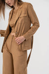 Giacca effetto suede con tasche e cintura - Giacca BAMBIX