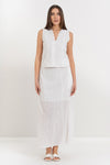 Jupe longue taille haute en coton ajouré avec poches - Blouse MINLURX