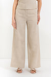 Pantalones anchos de mujer de tiro alto en lino y algodón - Pantalones KARYX
