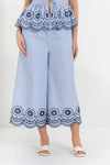 Pantalones palazzo de raya diplomática con bajo bordado - Pantalones MINZAJAX
