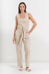 Pantalon femme en coton et lin avec broderie florale - Pantalon TERBERX