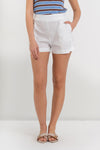 Women's cotton shorts with a high waist and side pockets - Skirt HUJAX