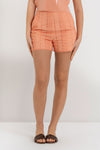 Women's high-waisted cotton shorts with lace and pockets - Dress CRUDELIAX