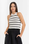 Stylish horizontally banded top - Top AUSILIAX