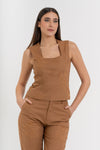 Top da donna in cotone e lino con ricamo floreale - Top TERALLX