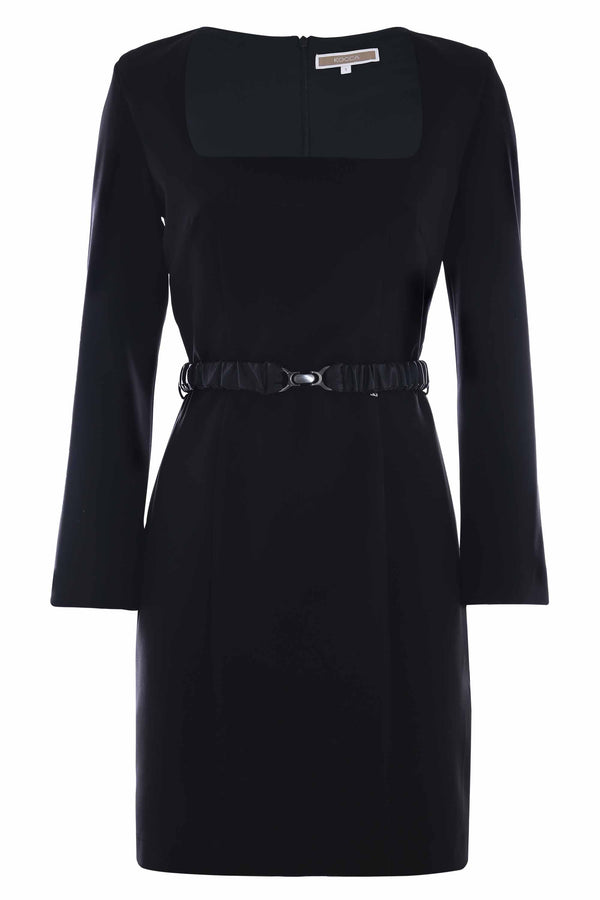 Belted dress with a square neckline - Dress FAENAY