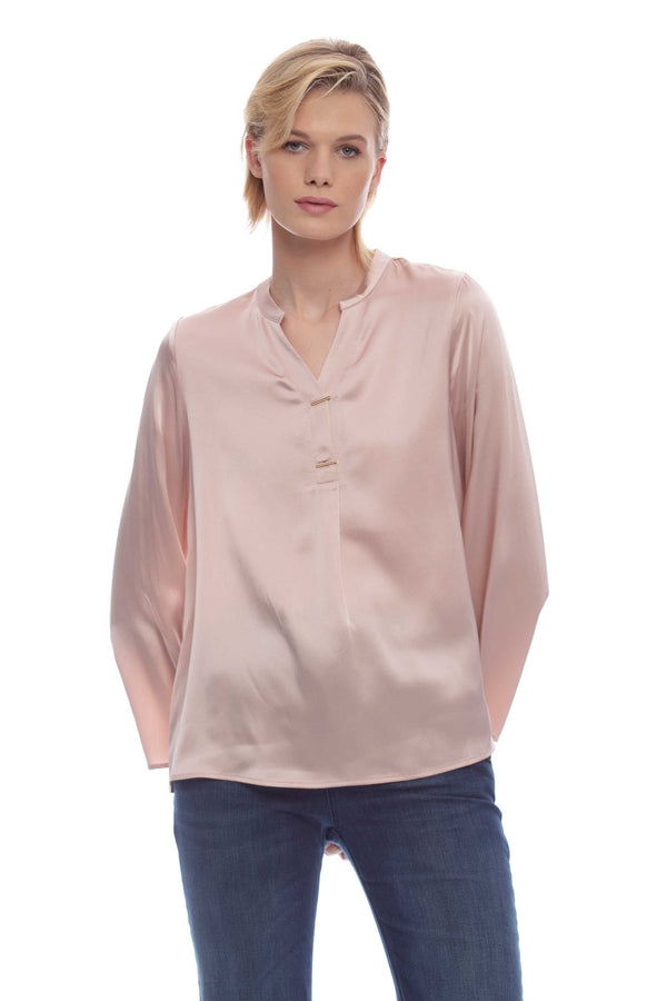 Elegant long sleeved silk blouse - Blouse LINTARRA