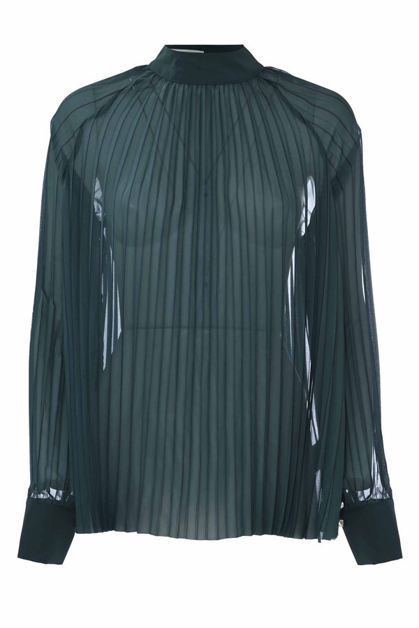 Elegant pleated blouse with long sleeves - Blouse DRENLEN