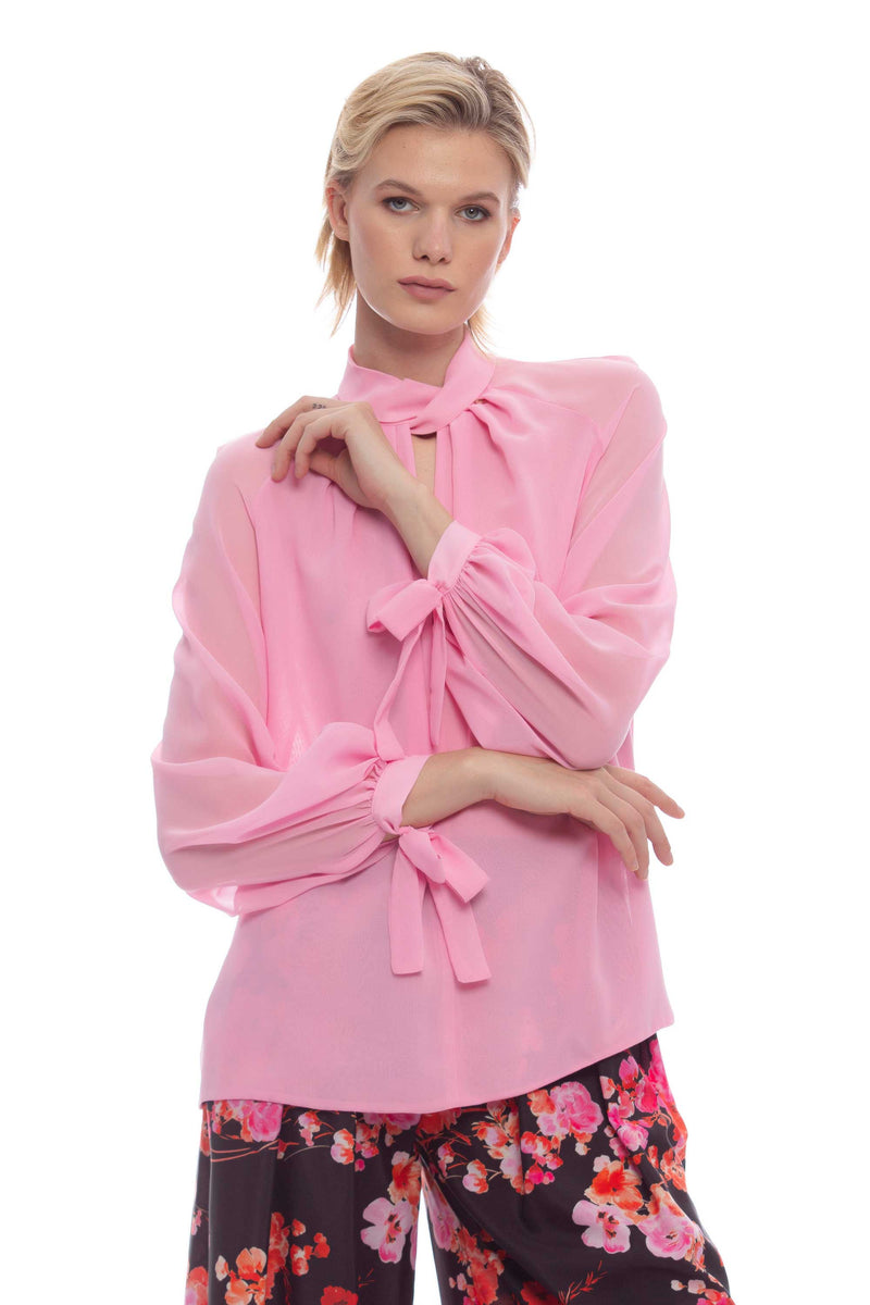 Elegant blouse with bow detail on the cuffs - Blouse ZAGARA