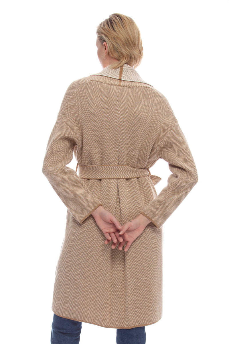 Winter coat with herringbone pattern - Coat In Sweater MISHANN