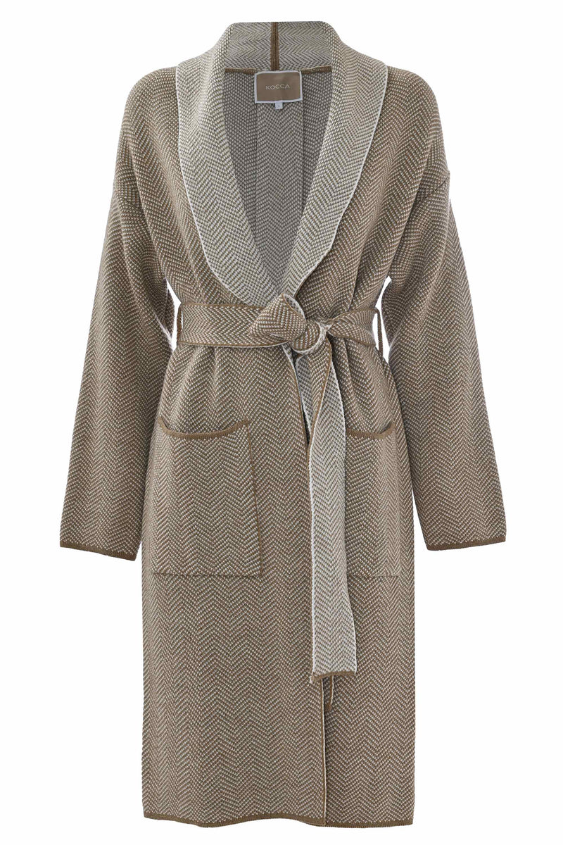 Winter coat with herringbone pattern - Coat In Sweater MISHANN