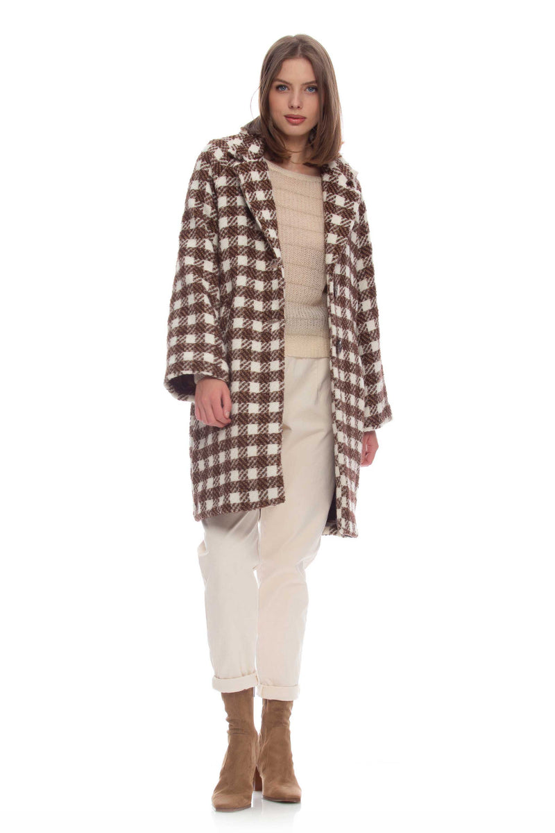 Long coat in check pattern - Coat DWENTY
