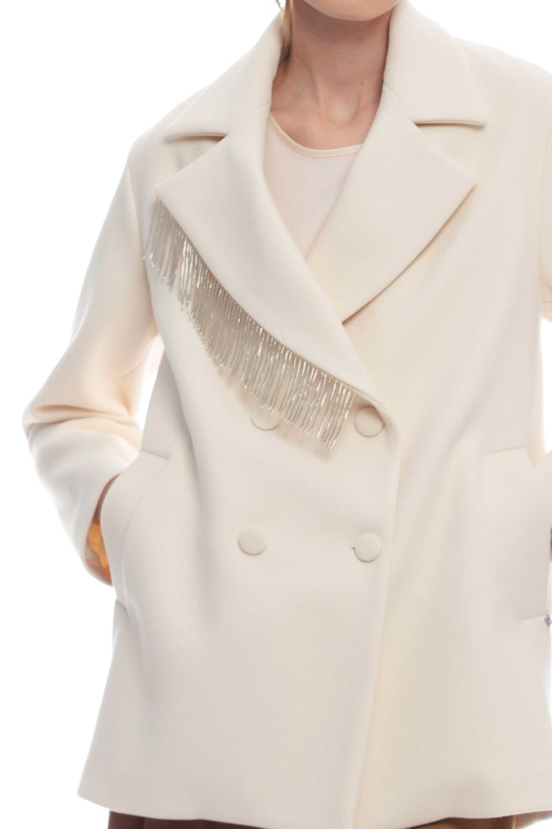 Double-breasted coat with fringed lapels - Coat AXOK