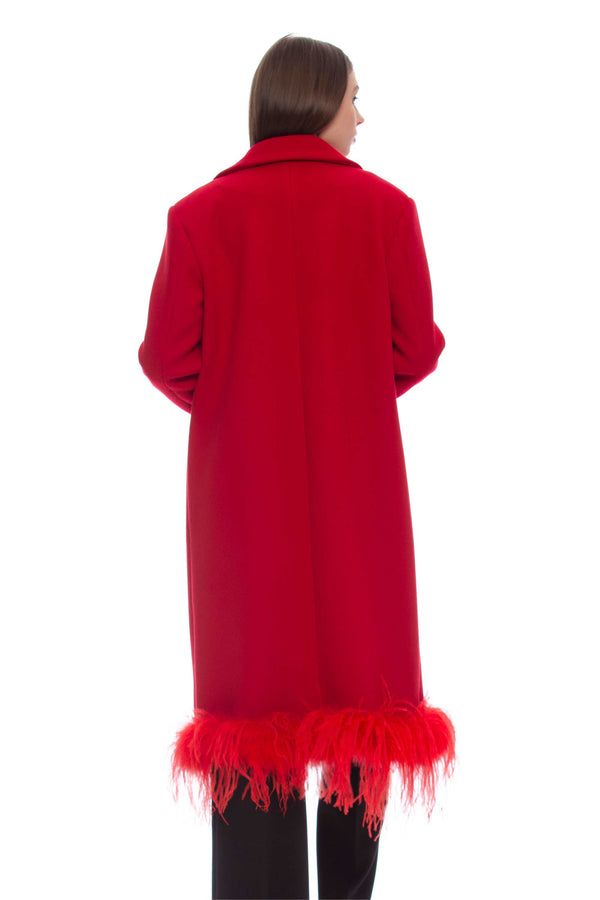 Long coat with feather fringe - Coat DAMOCLE
