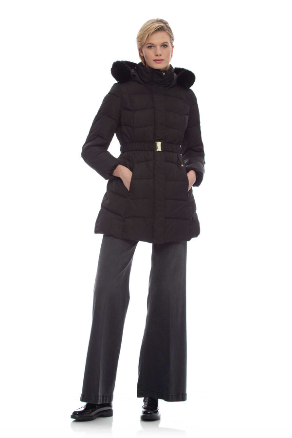Long winter down jacket with belt - Down jacket DRENITH