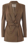 Women's jacket with covered buttons and belt - Jacket HUACHA