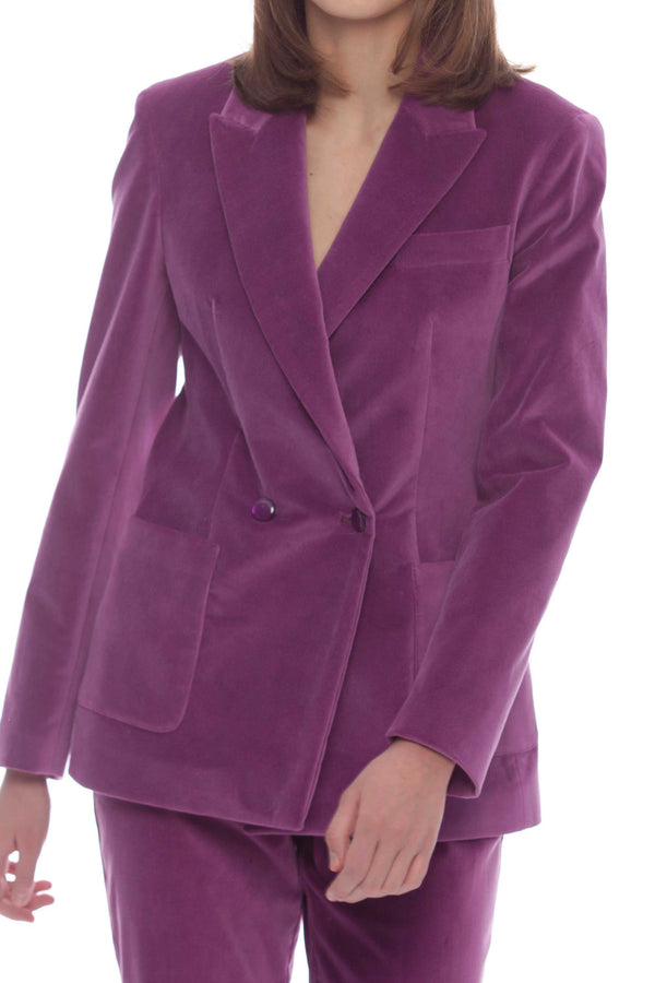 Double-breasted velvet jacket with pockets - Jacket BERNITH