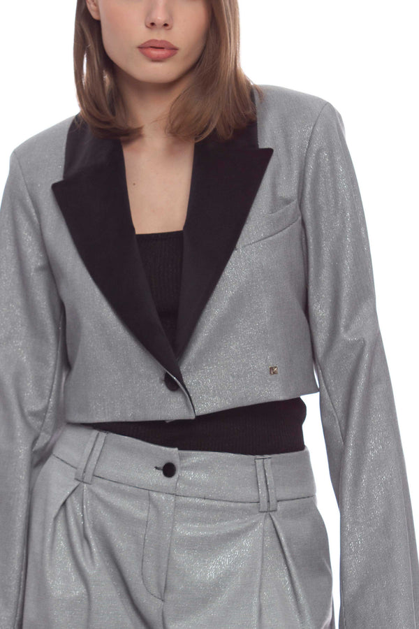 Elegant short jacket in shiny fabric - Jacket HELENA