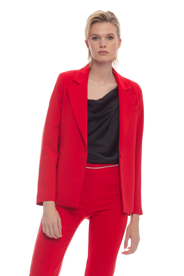 Elegant jacket with button in fabric - Jacket with applications PENELOPE