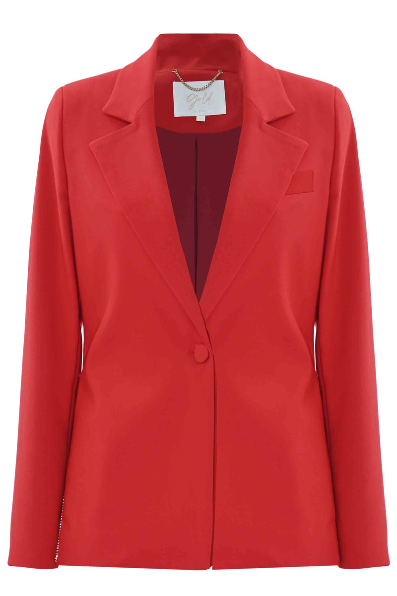 Elegant jacket with button in fabric - Jacket with applications PENELOPE