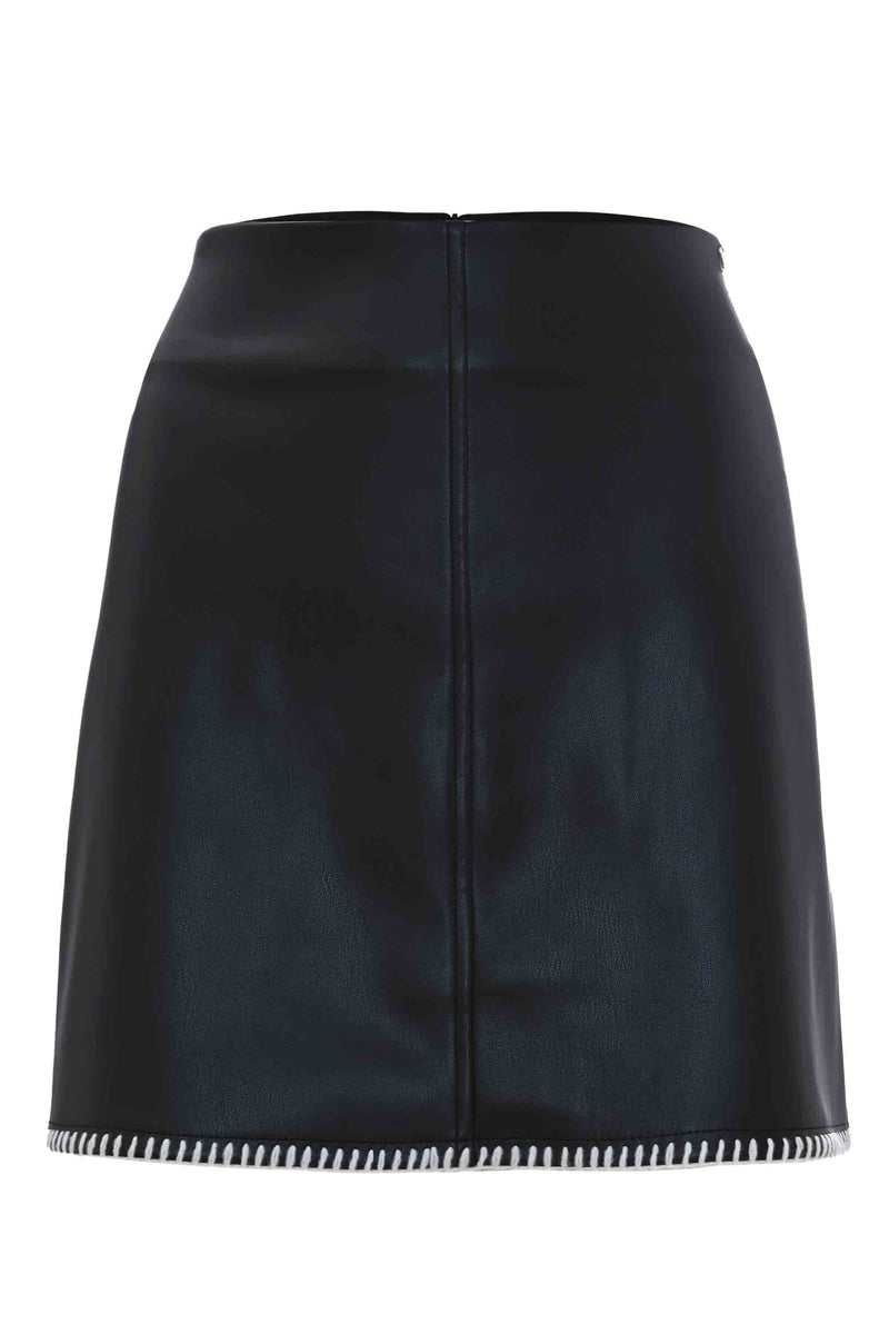 Black and white clearance leather trim skirt