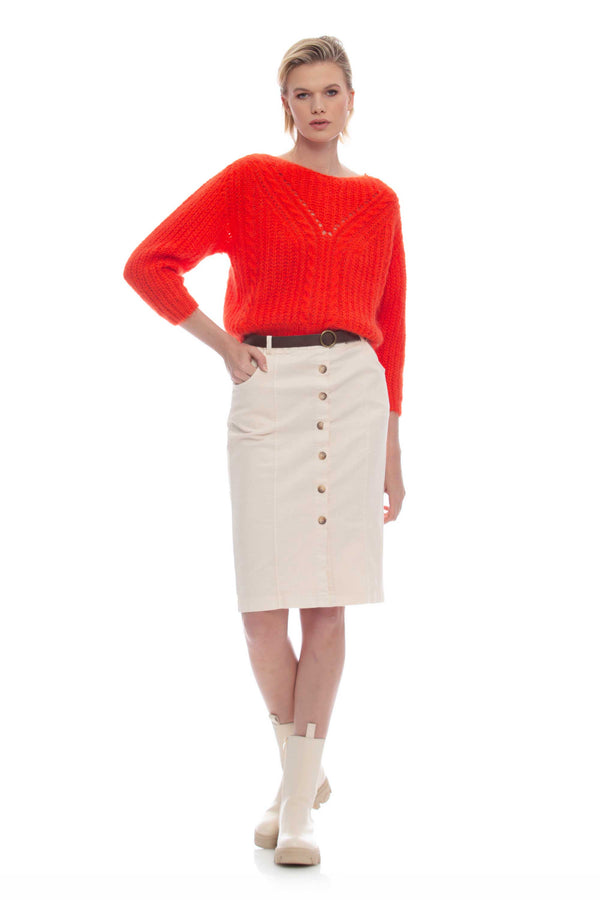 Cotton pencil skirt with buttons - Skirt BAJAL