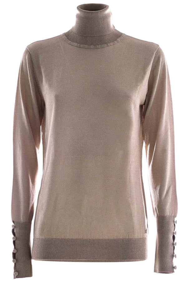 High neck sweater in sparkling effect viscose - Sweater  TOHIRO
