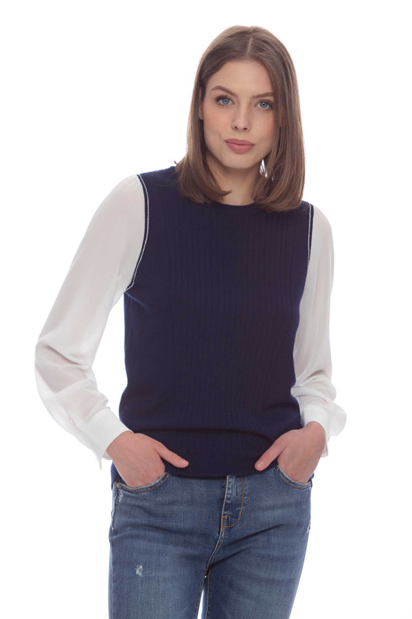 Double-effect sweater with shirt-style sleeves - Sweater  MYBON
