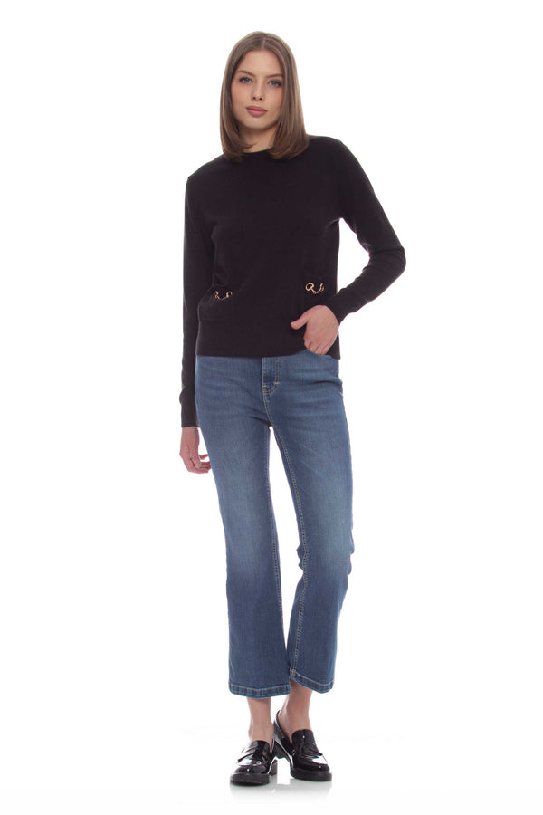 Viscose blend sweater with pockets and buckles - Sweater  KIDANI