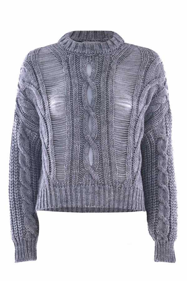 Cable knit sweater with mesh effect - Sweater  ASDAR