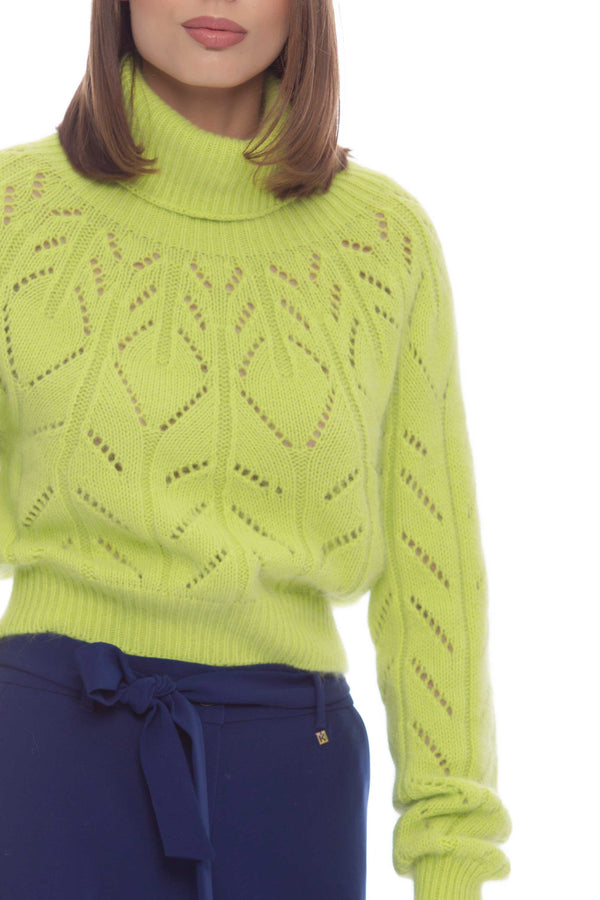 Angora blend sweater with mesh effect - Sweater  DERLEW